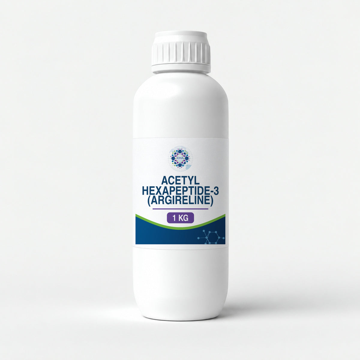 KMA Acetyl Hexapeptide-3 (Argireline), 1 kg, slender smooth opaque bottle with white cap