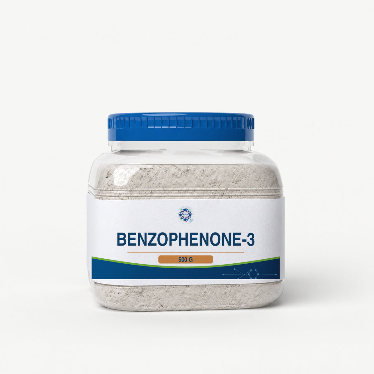 KMA Benzophenone-3, 500 g, 500 g-style squat rounded-square clear powder jar with blue lid