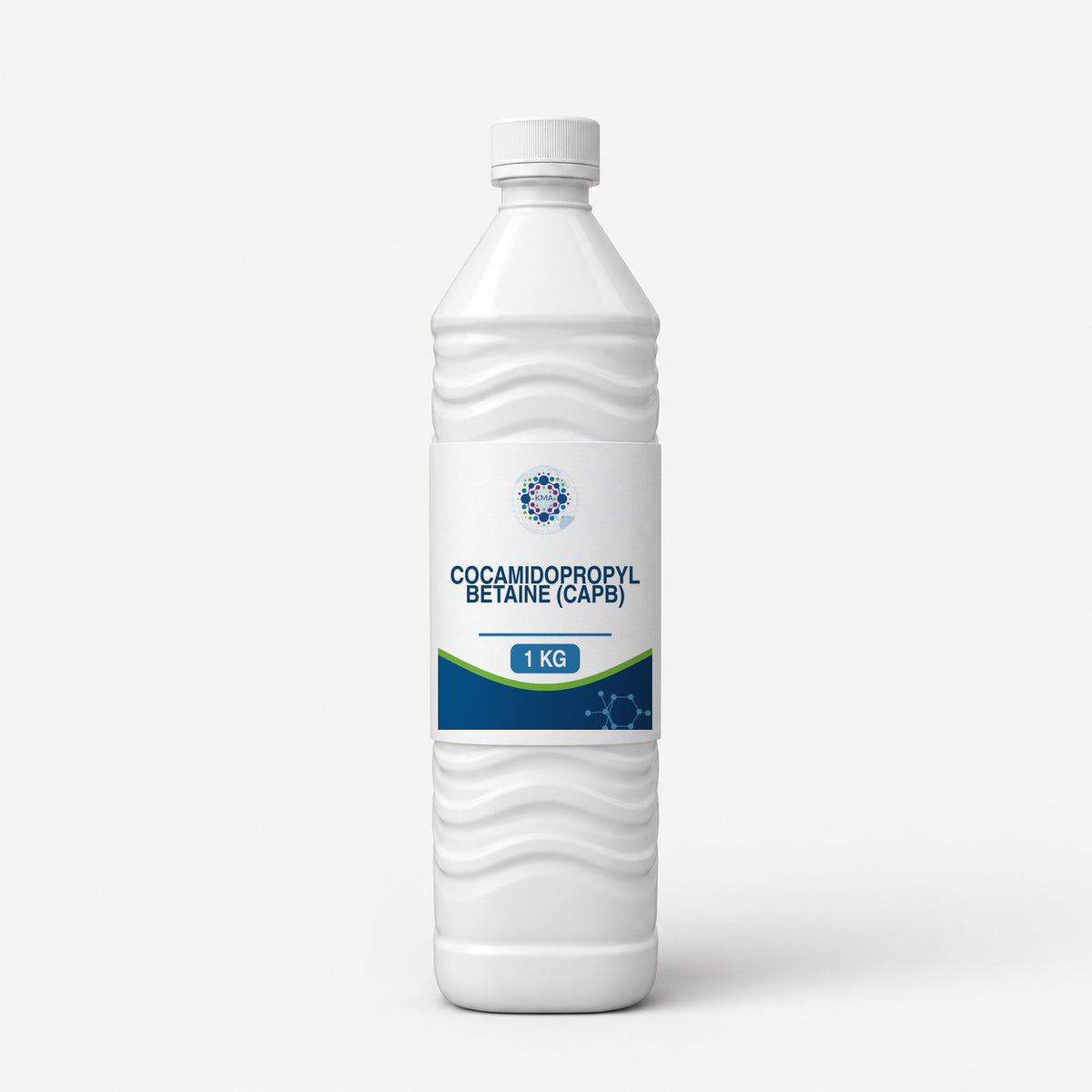 KMA Cocamidopropyl Betaine (CAPB), 1 kg, CAPB-style slender conical-shoulder bottle, made opaque white