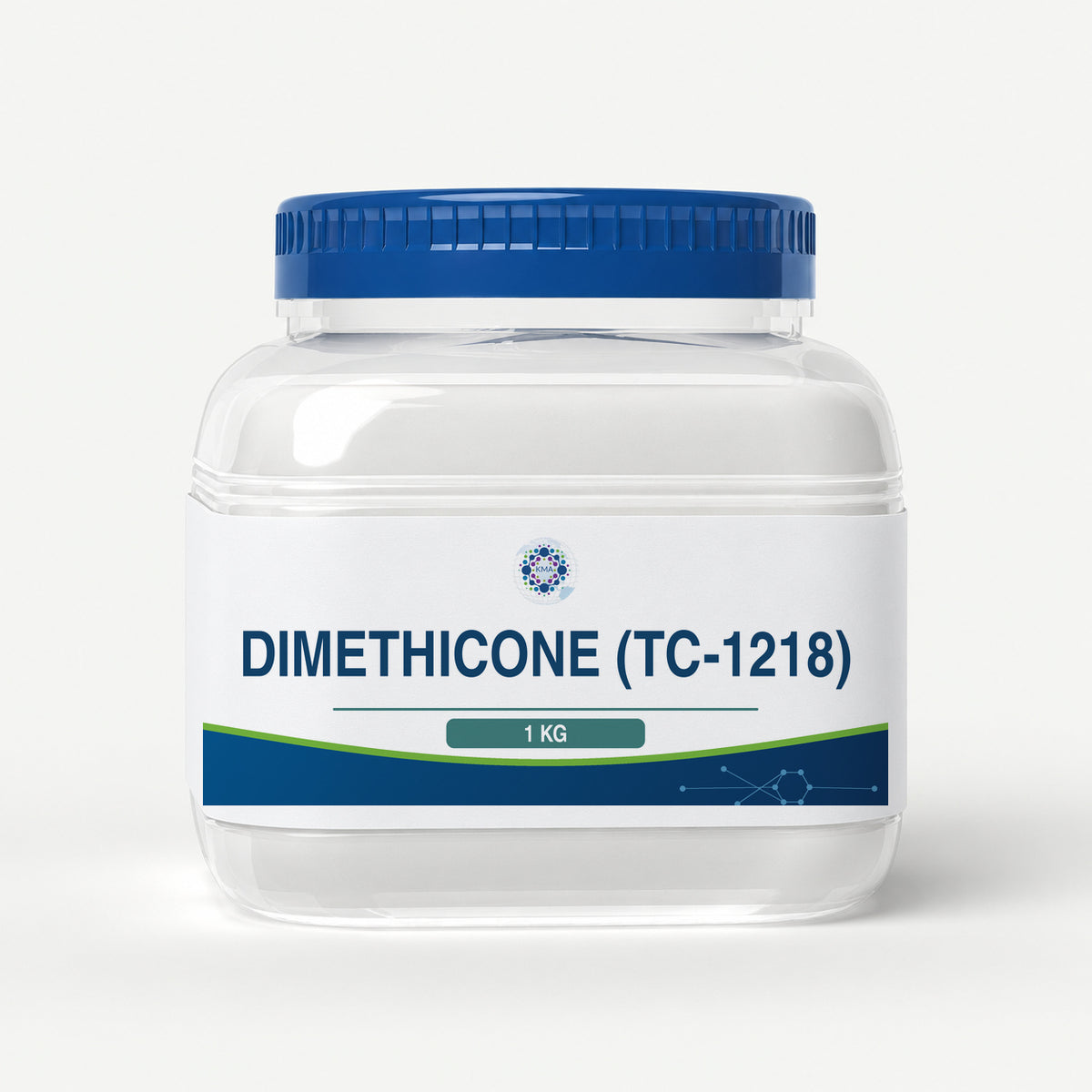 KMA Dimethicone (TC-1218), 1 kg, squat rounded-square clear paste jar with blue lid