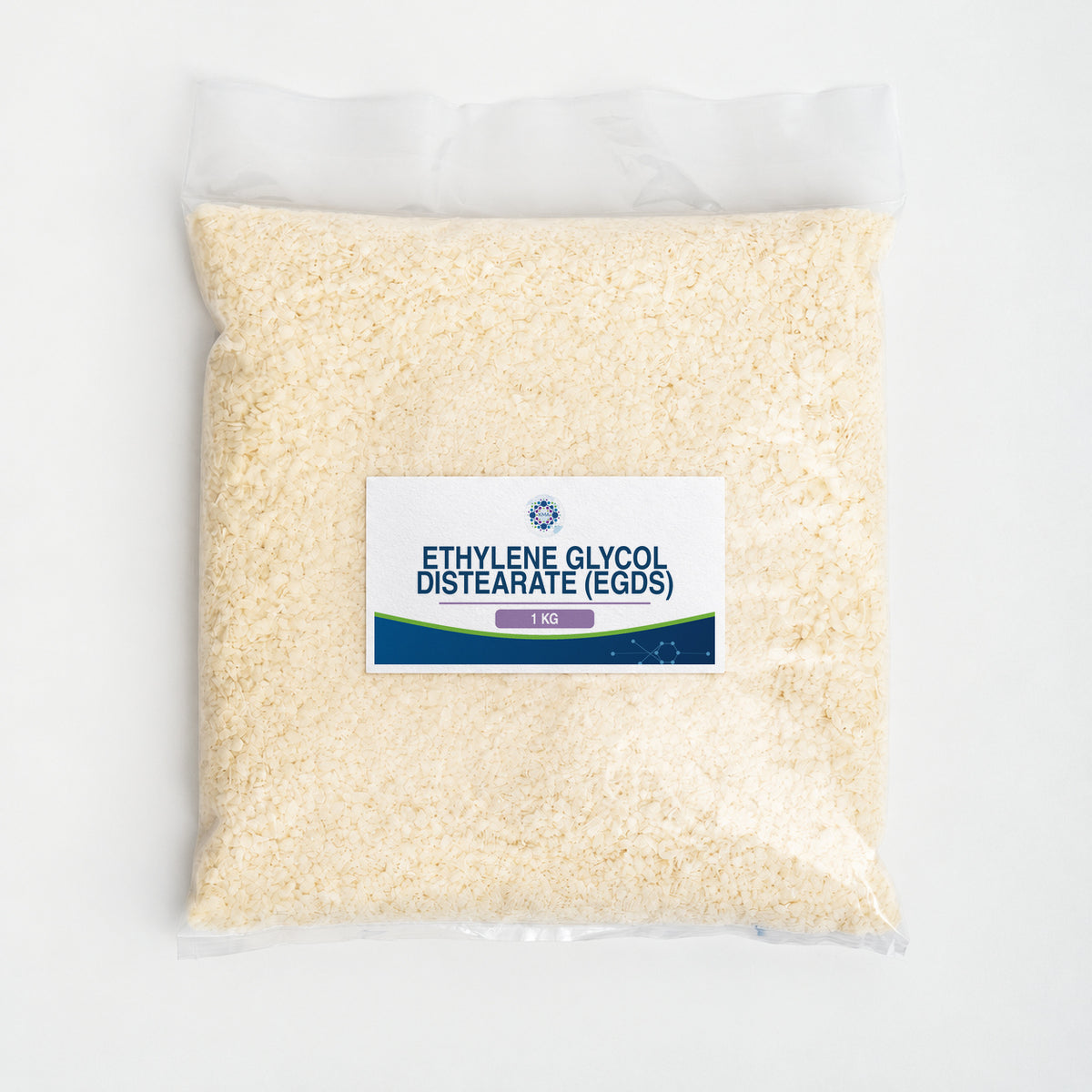 KMA Ethylene Glycol Distearate (EGDS), 1 kg, flat sealed clear wax-flake bag