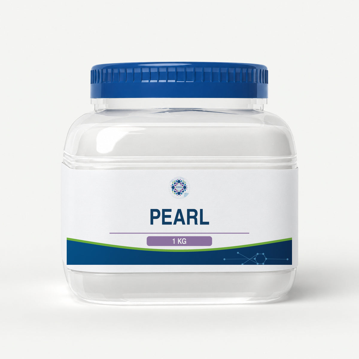 KMA Pearl, 1 kg, squat rounded-square clear paste jar with blue lid