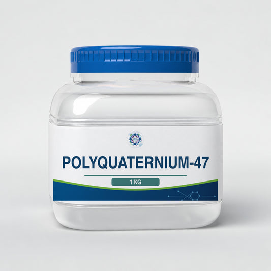 KMA Polyquaternium-47, 1 kg, squat rounded-square clear gel jar with blue lid