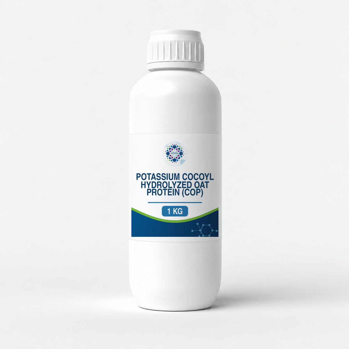 KMA Potassium Cocoyl Hydrolyzed Oat Protein (COP), 1 kg, slender smooth opaque bottle with white cap
