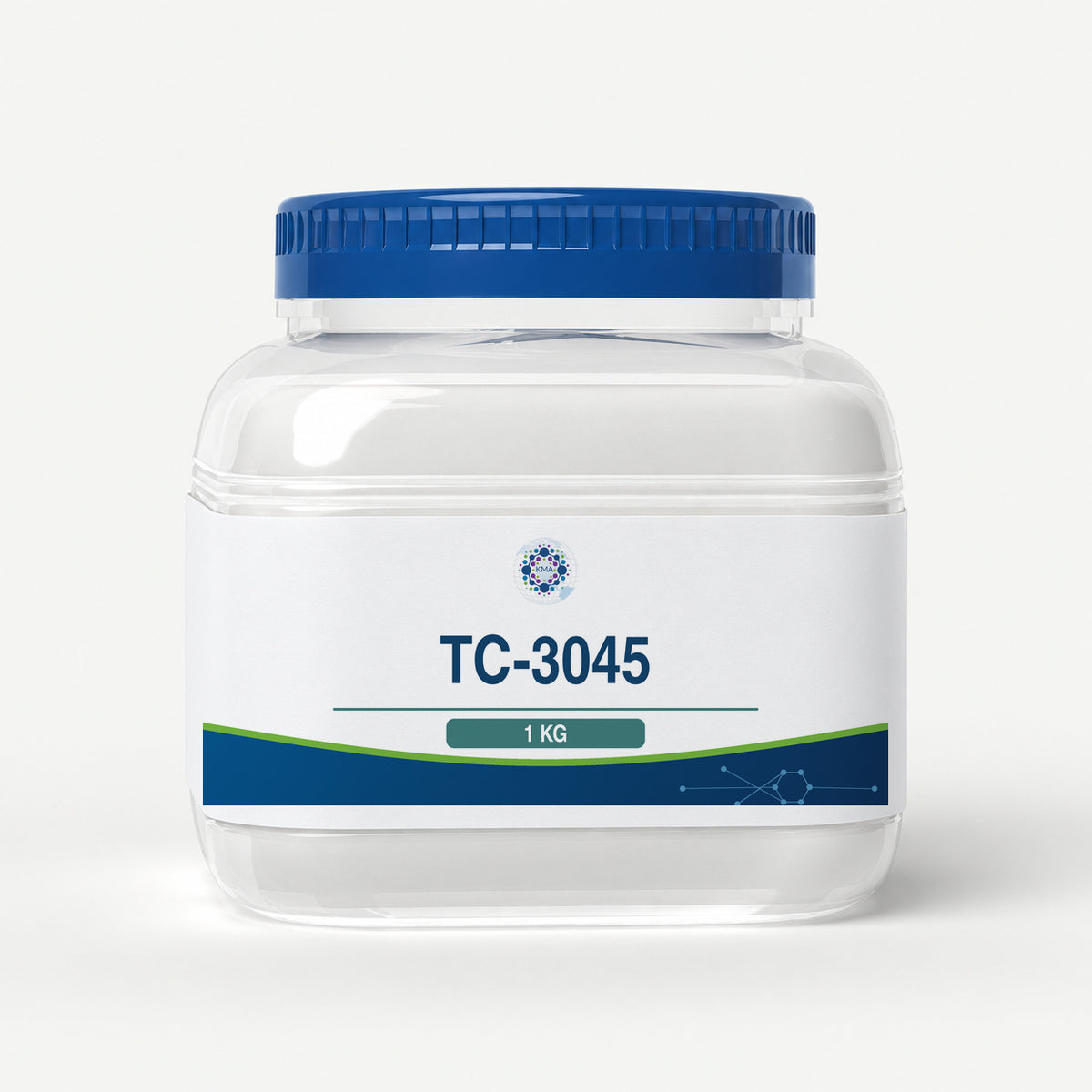 KMA TC-3045, 1 kg, squat rounded-square clear paste jar with blue lid