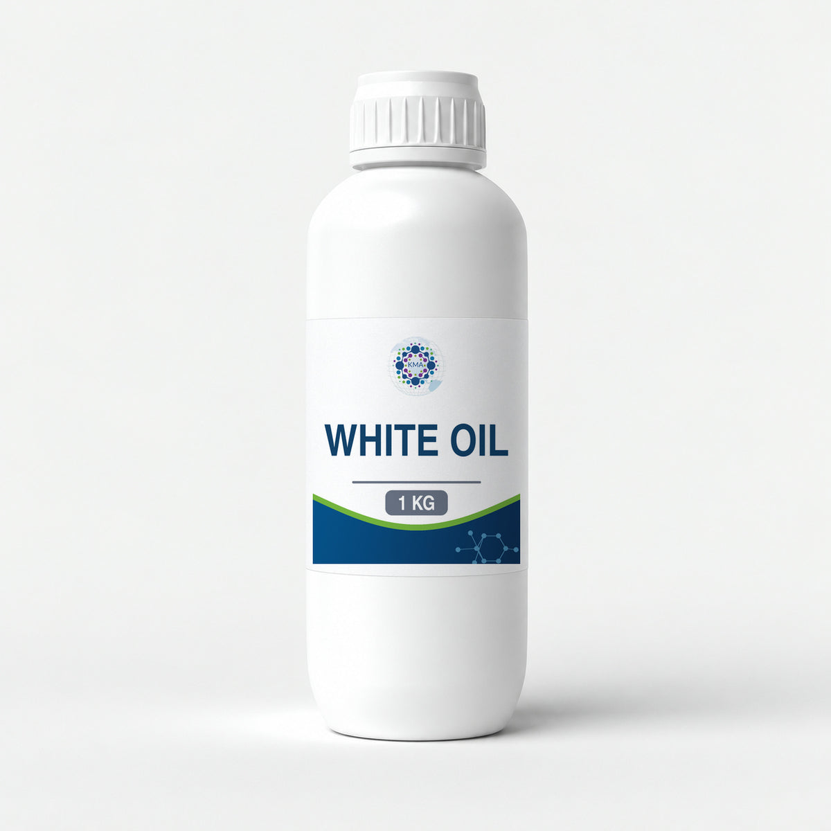 KMA White Oil, 1 kg, slender smooth opaque bottle with white cap