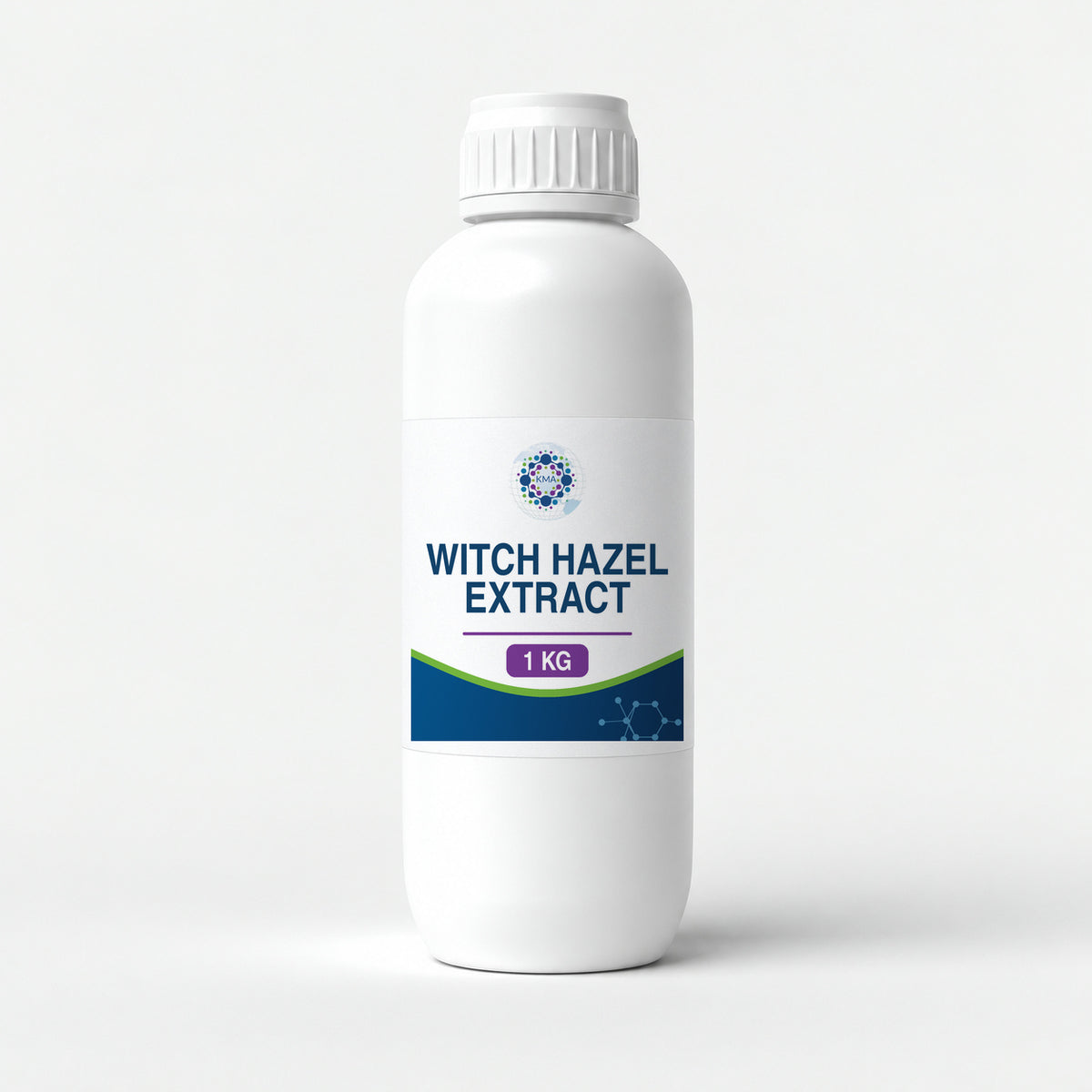 KMA Witch Hazel Extract, 1 kg, slender smooth opaque bottle with white cap